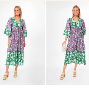 Tuckernuck Mille Purple Rose Patchwork Adele Dress in Green and Purple